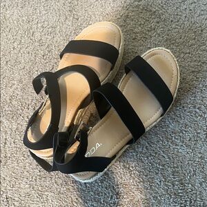 Soda Black and Tan Women's Sandals